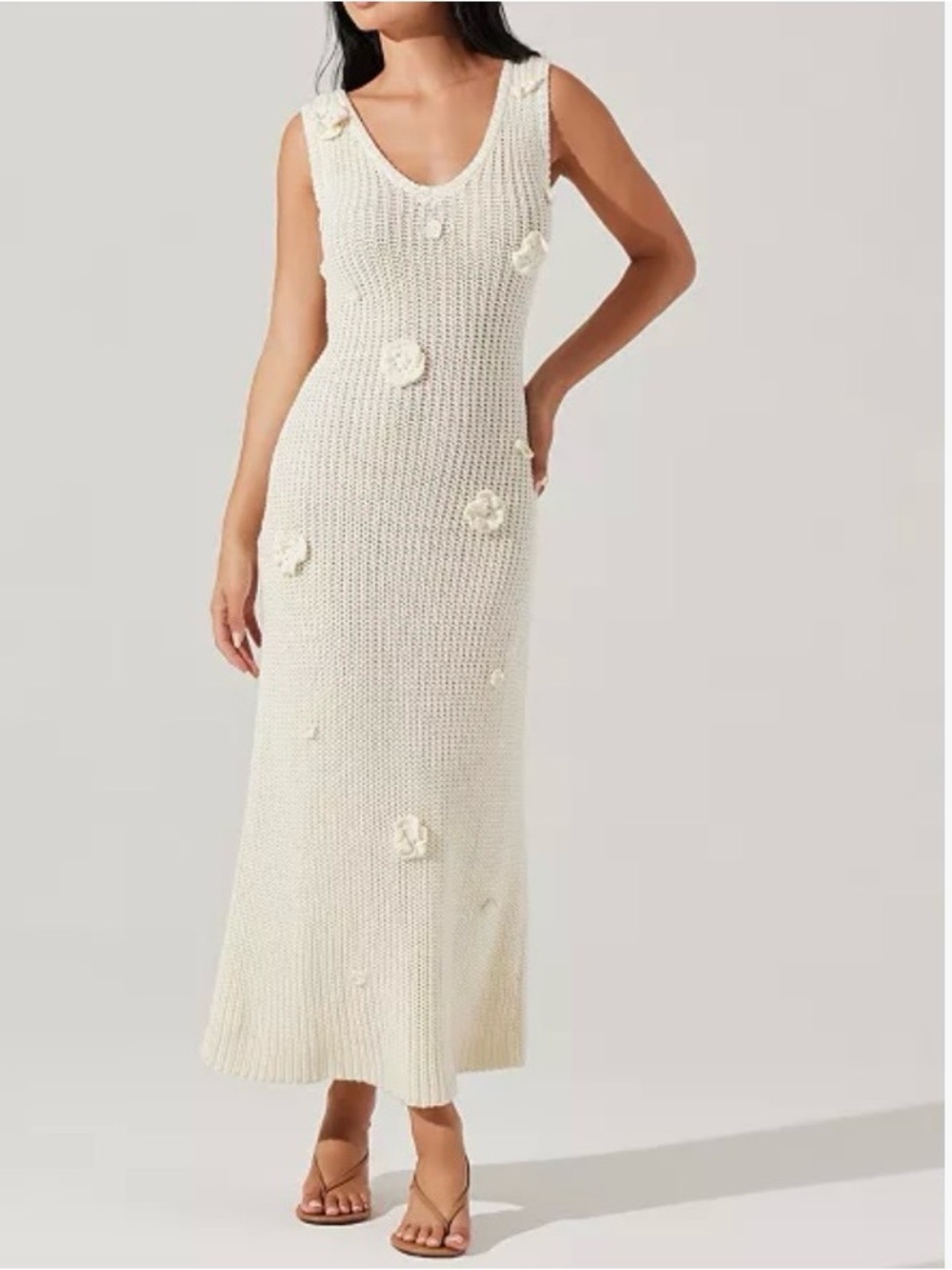 ASTR the Label Women's Ainhoa Cotton Crochet Appliqué Dress Size L